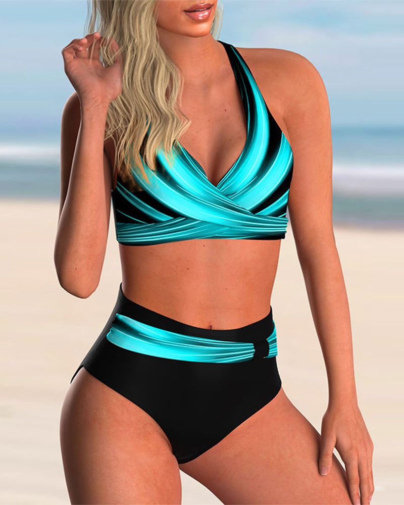 Liliana Bikini Set with Cross Neckline and Print
