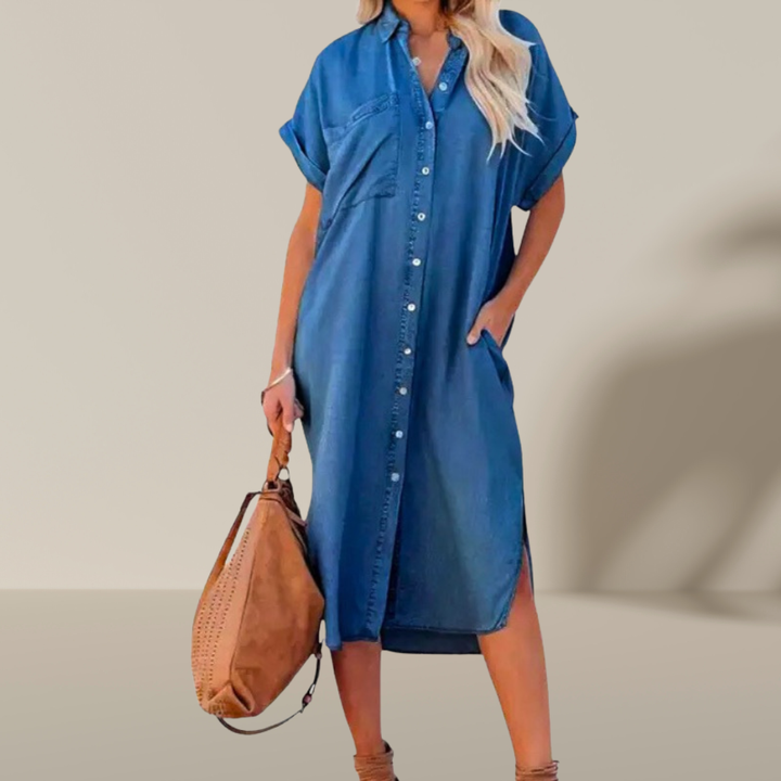 Eva Effortless Loose Midi Shirt Dress