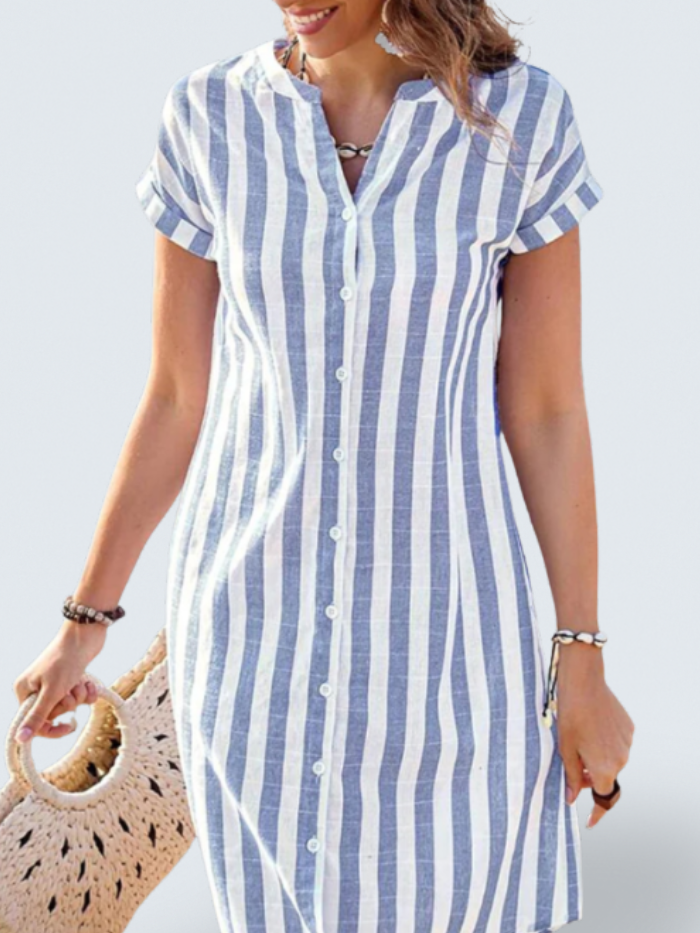 Martine Elegant Striped Shirt Dress
