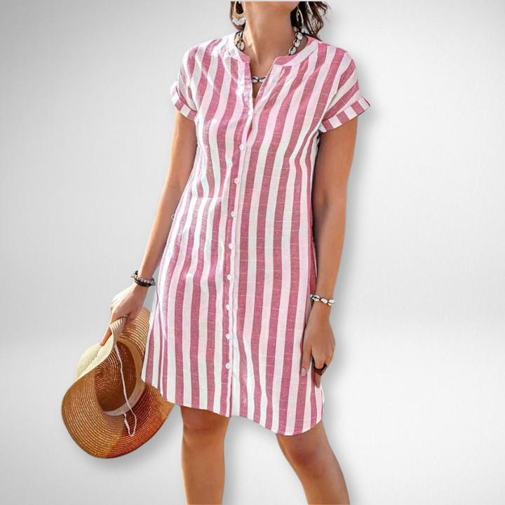 Martine Elegant Striped Shirt Dress