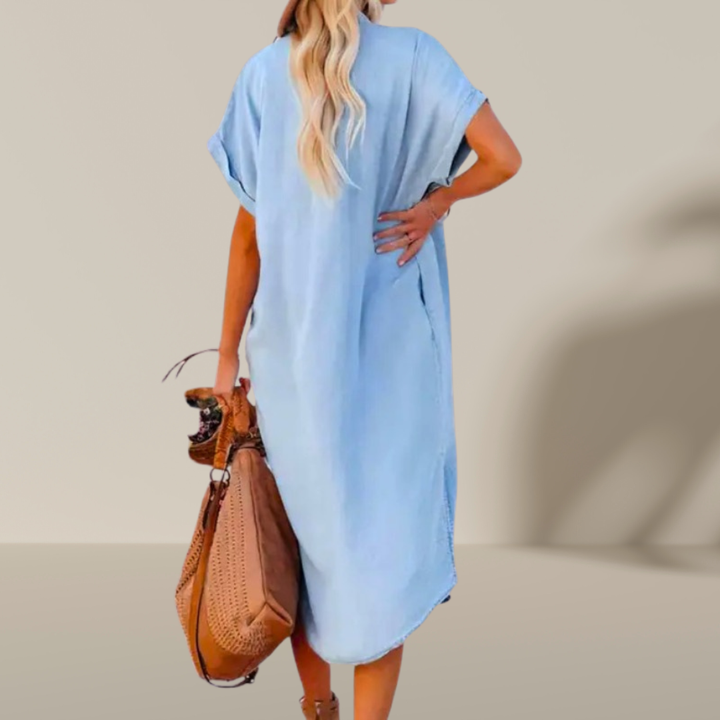 Eva Effortless Loose Midi Shirt Dress