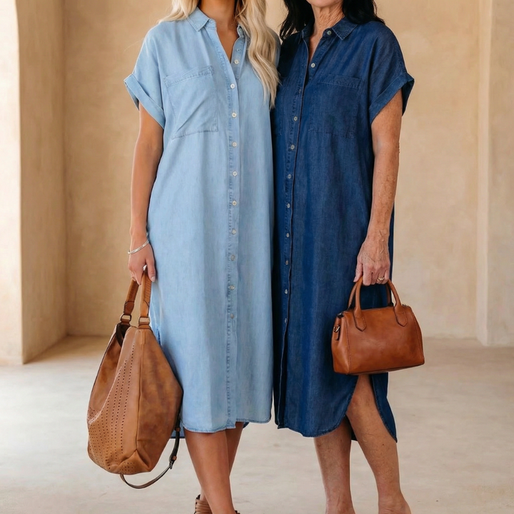 Eva Effortless Loose Midi Shirt Dress