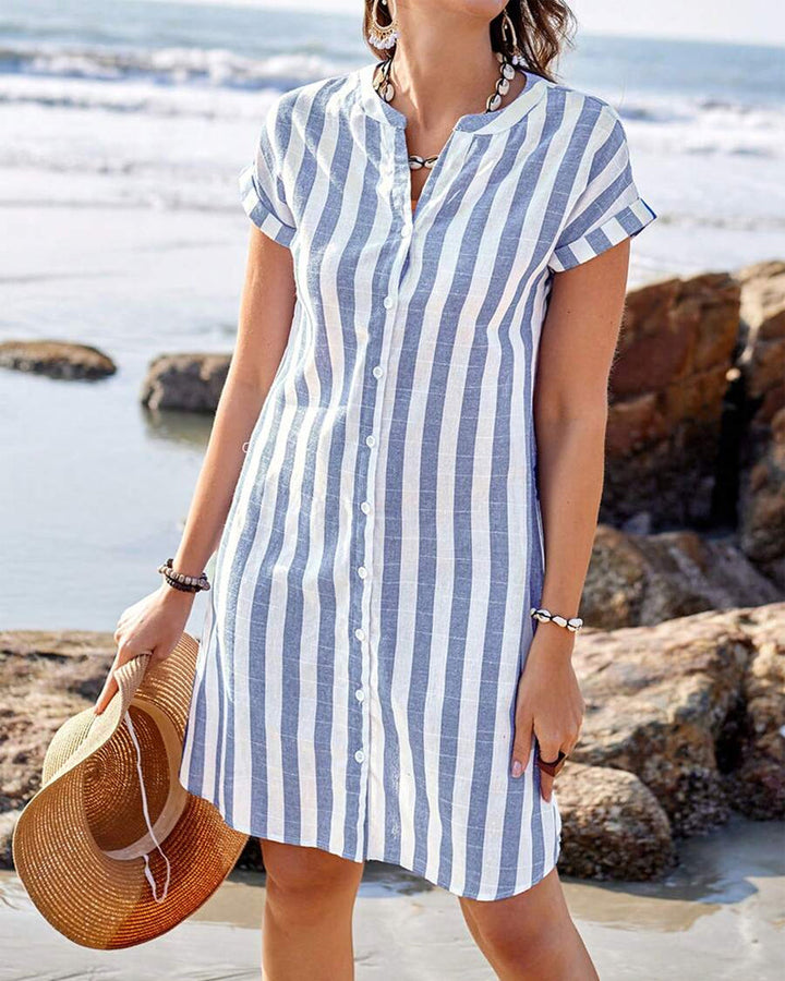 Elora Elegant Striped Shirt Dress