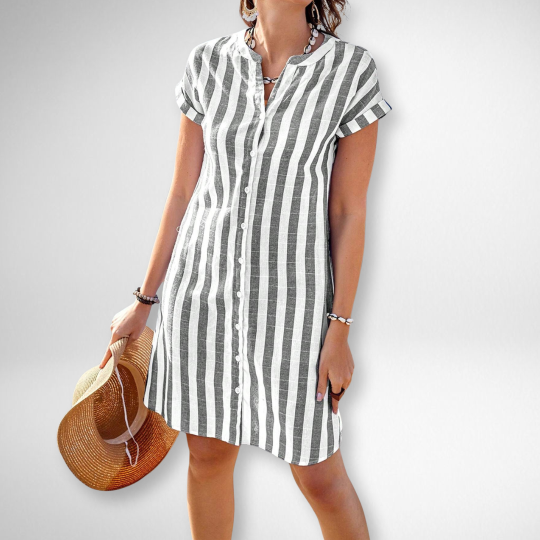 Martine Elegant Striped Shirt Dress