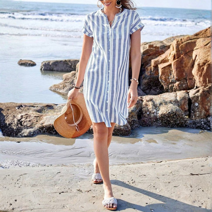 Elora Elegant Striped Shirt Dress
