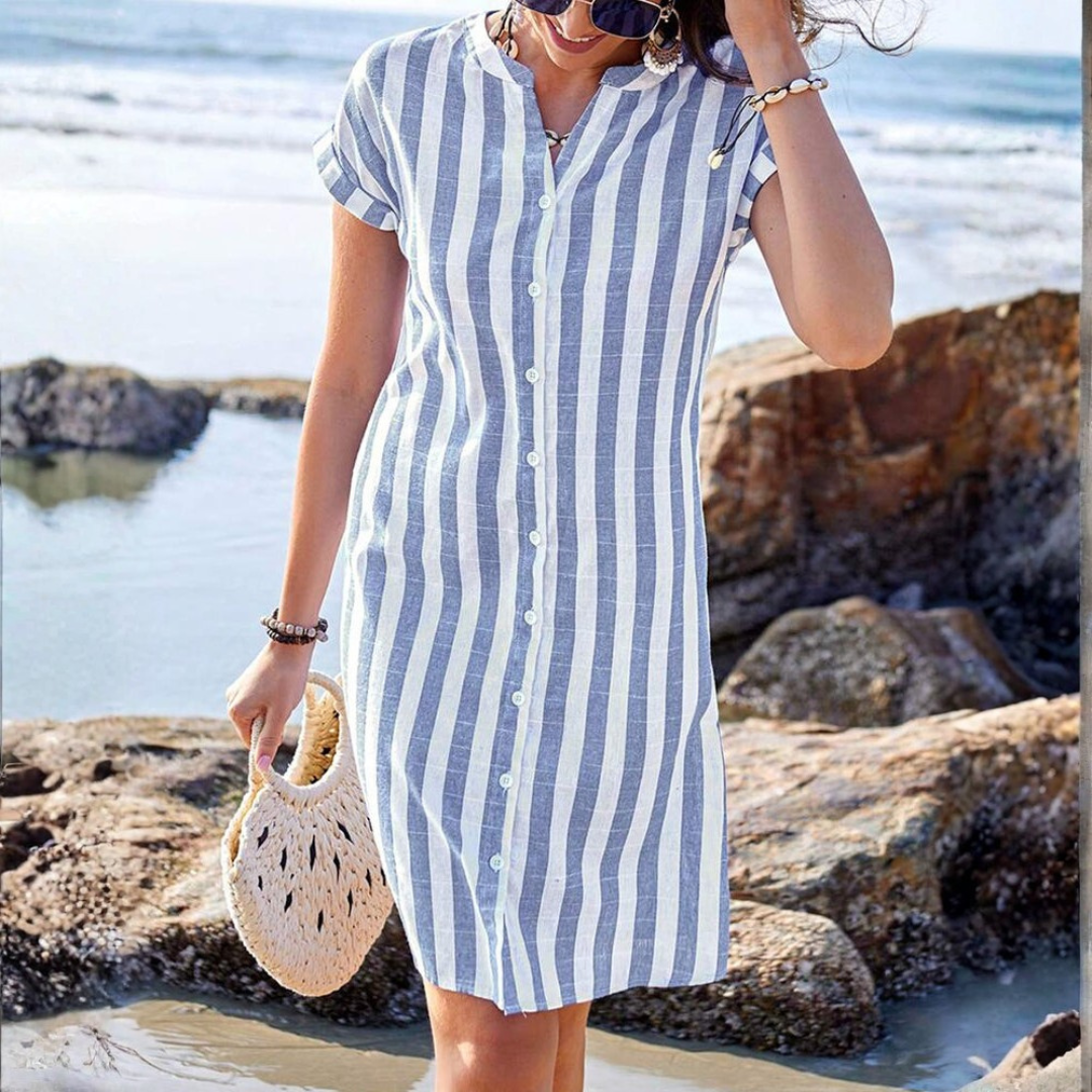 Elora Elegant Striped Shirt Dress