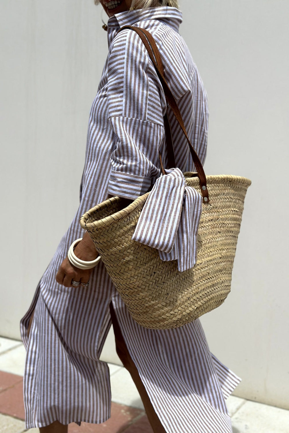 Sophia Elegant Striped Shirt Dress