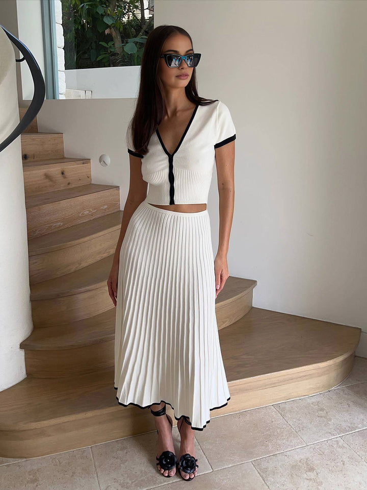 Monaco Minimalism Contrast Trim Skirt Set