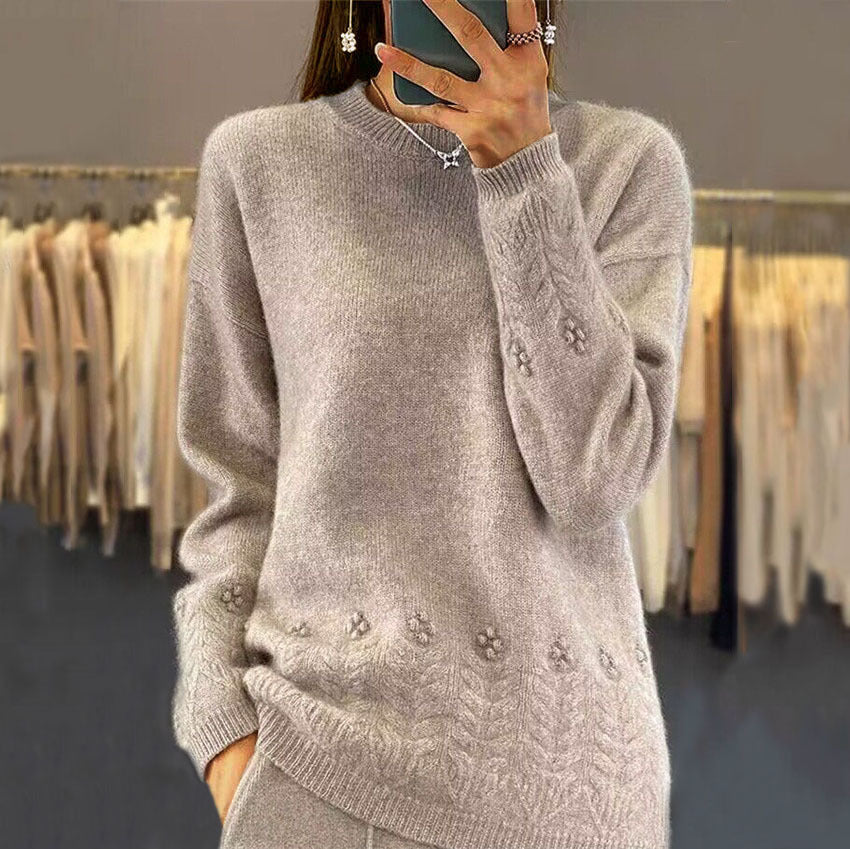 Alma Scandinavian Floral Knit Sweater