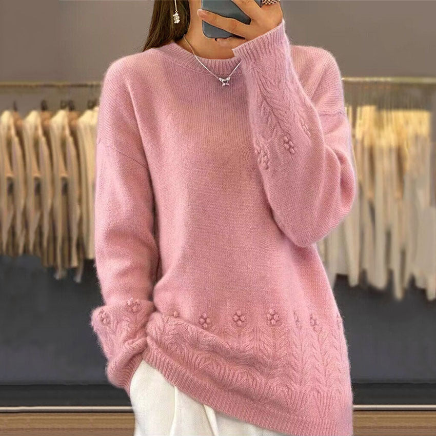 Alma Scandinavian Floral Knit Sweater