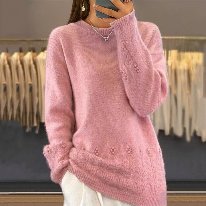 Alma Scandinavian Floral Knit Sweater