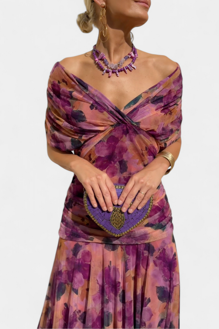 Bella Long Floral V-Neck Dress