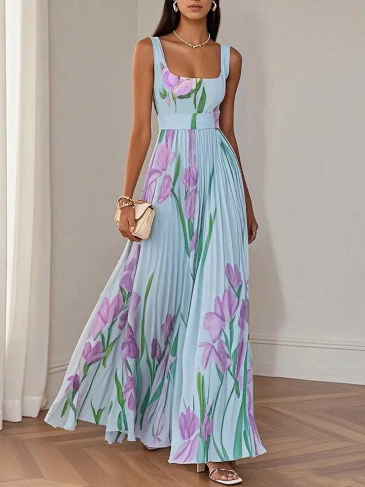 Ella Floral Pleated Maxi Dress