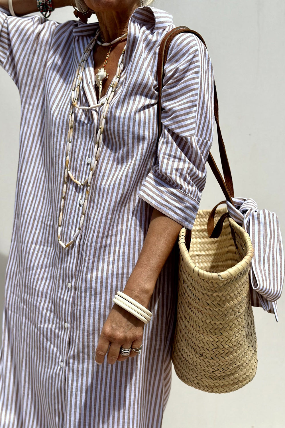 Sophia Elegant Striped Shirt Dress