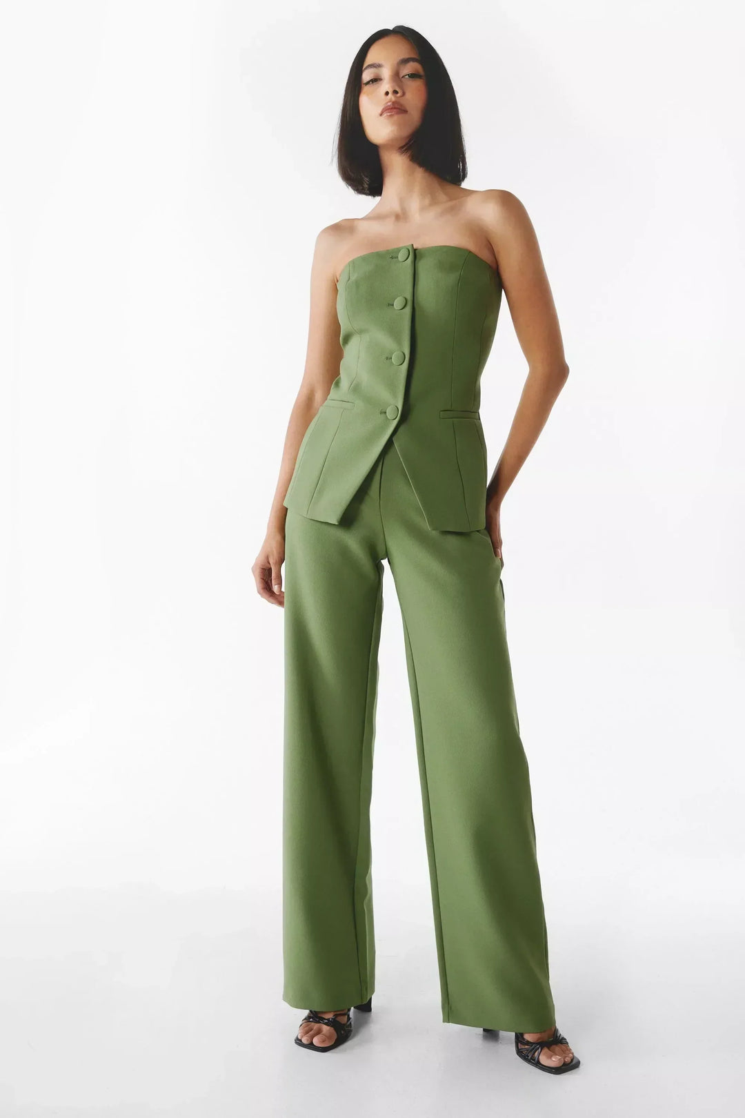 Bria Strapless Button-Down Jumpsuit
