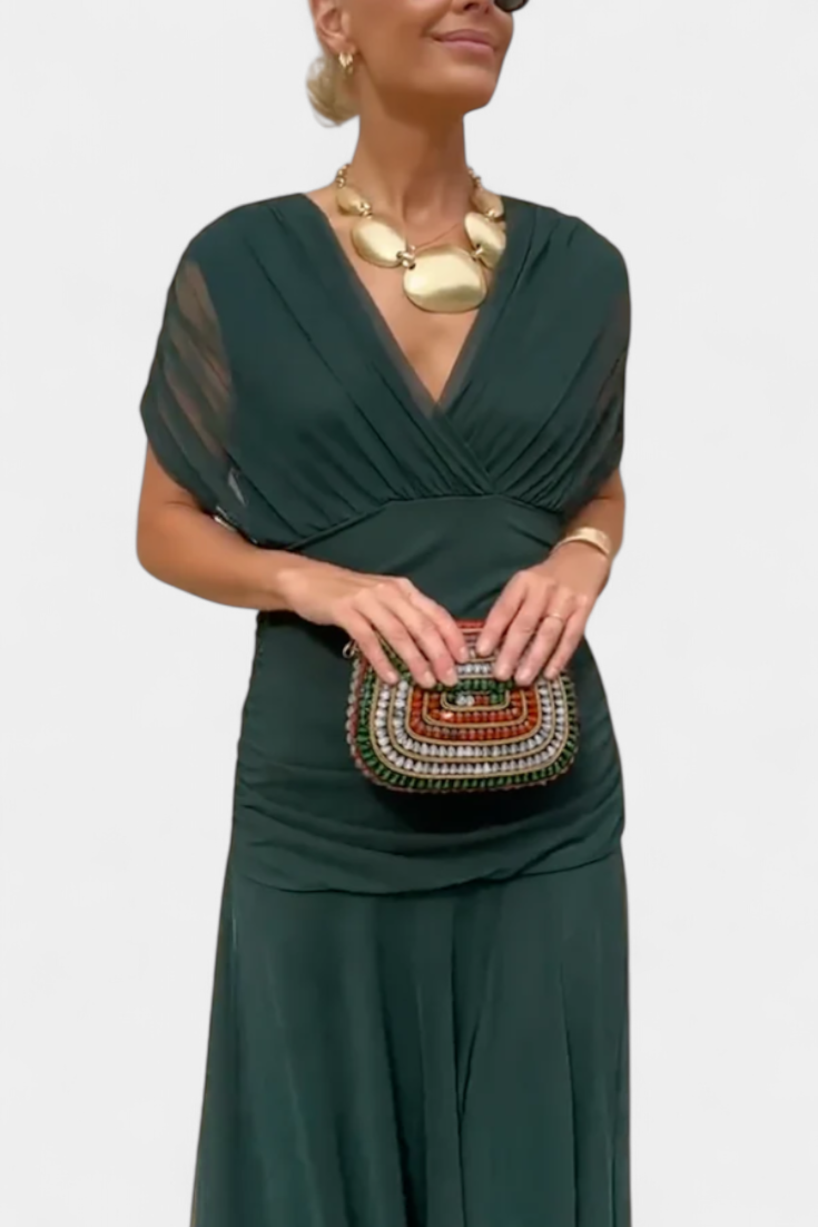 Bella Long Floral V-Neck Dress