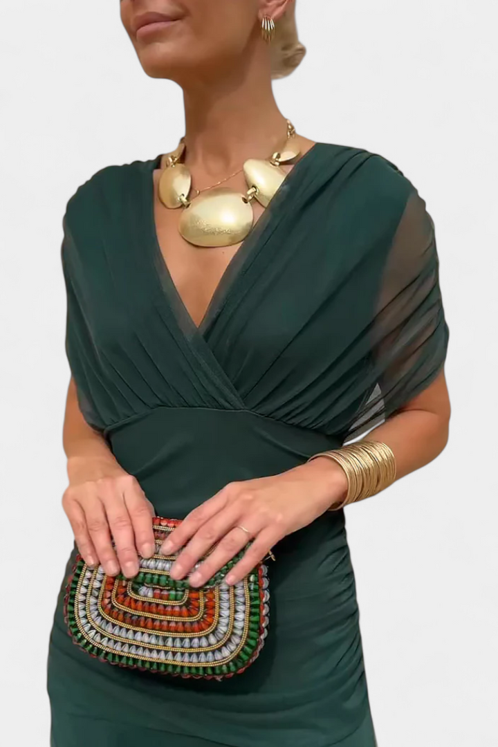 Bella Long Floral V-Neck Dress