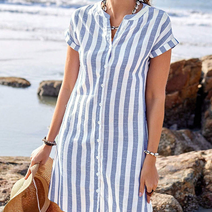 Martine Elegant Striped Shirt Dress
