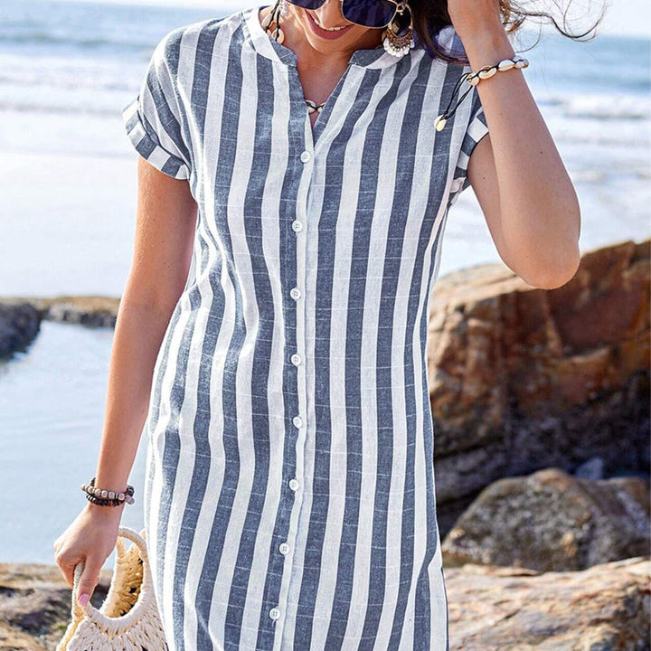 Martine Elegant Striped Shirt Dress