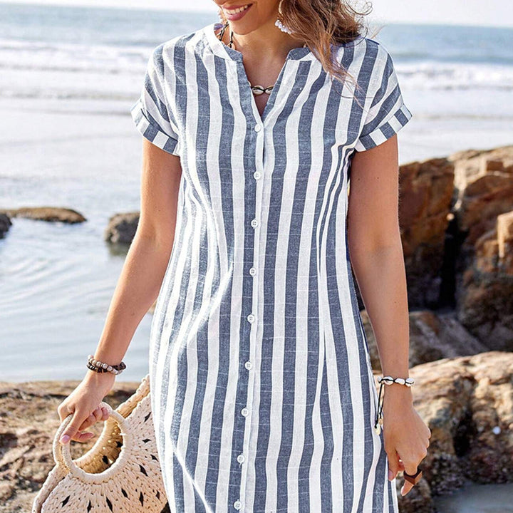 Martine Elegant Striped Shirt Dress