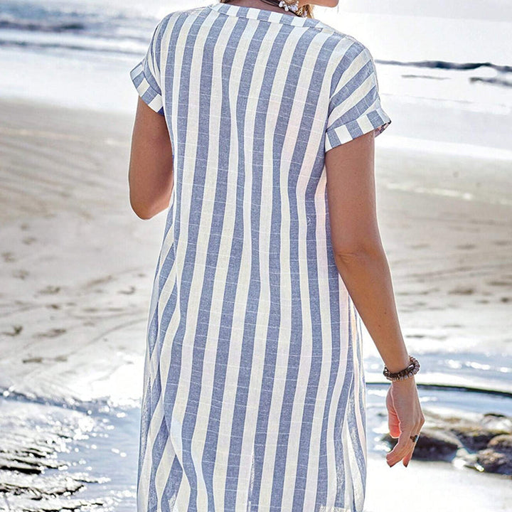 Martine Elegant Striped Shirt Dress